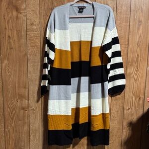 New York & Company Multicolor Striped Cardigan